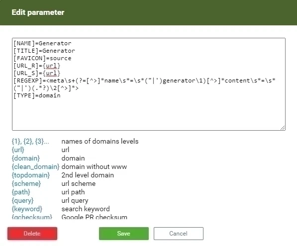 SEOquake Parameter for Description extraction for all SERP results