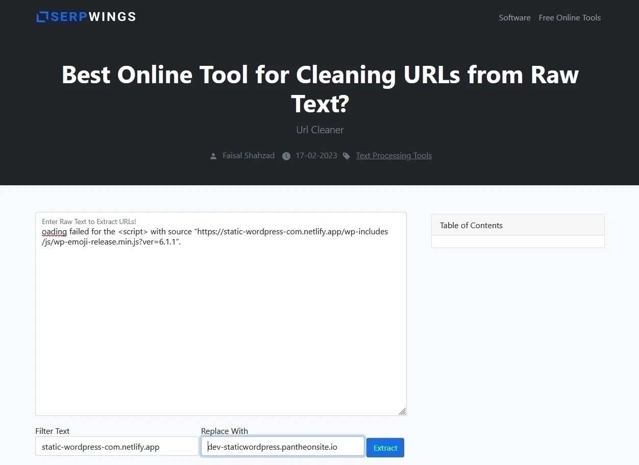 SERP Wings URL Cleaner